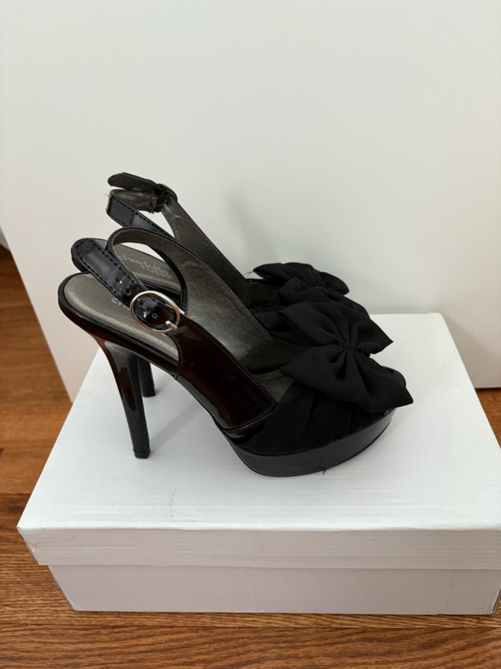 Charlotte Russe Black Bow Slingback Platform Heels Never Worn-